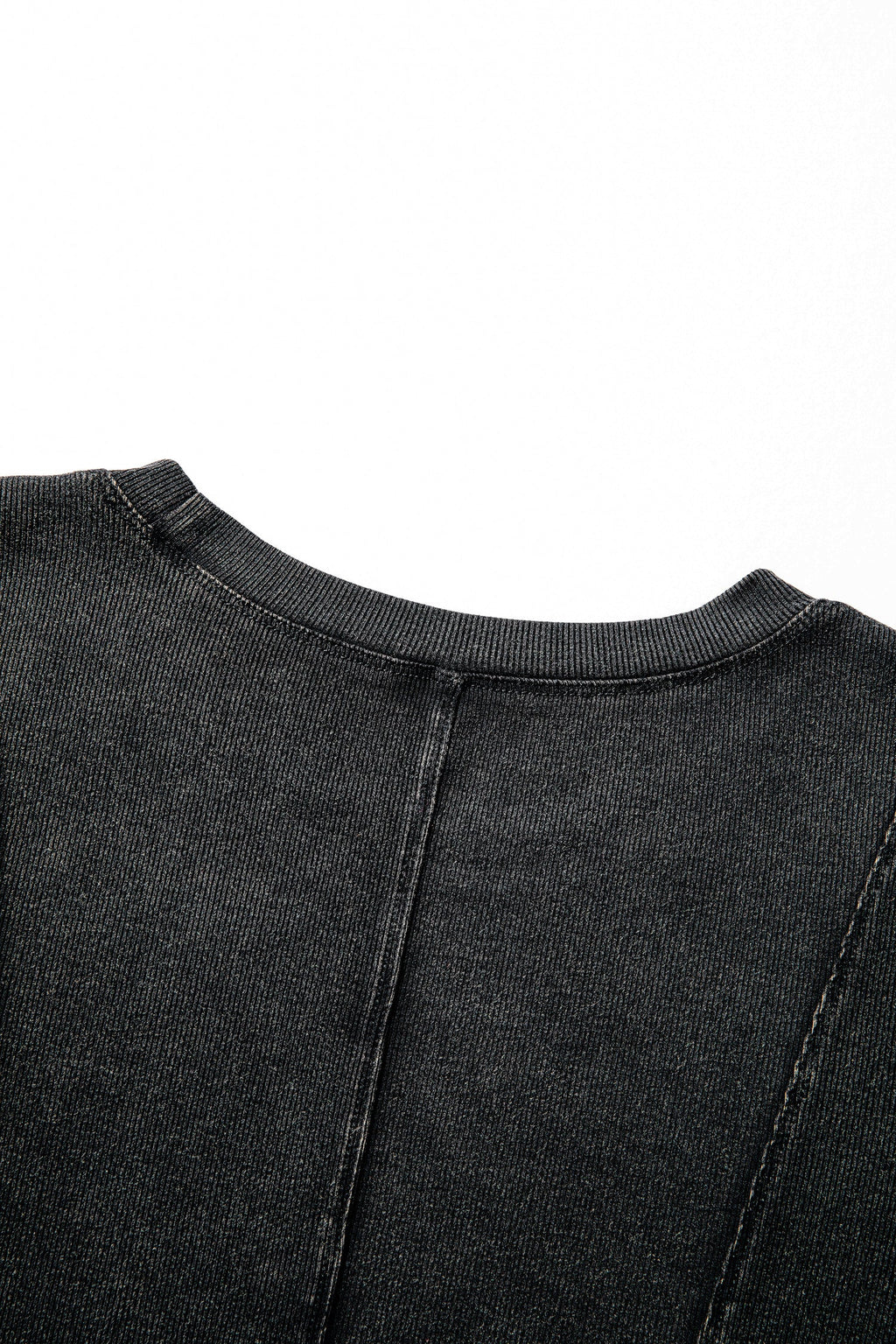 Solid Ribbed Knit Buttoned Long Sleeve Top