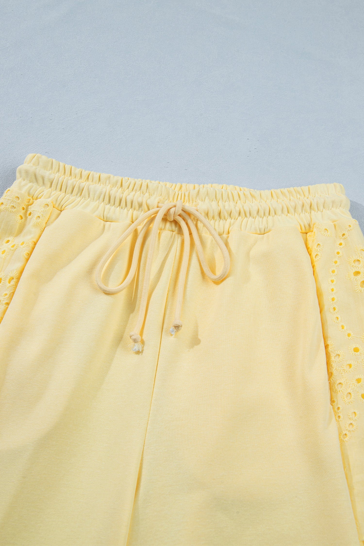 Plus Size Eyelet Embroidered Patchwork Top & Pants Set