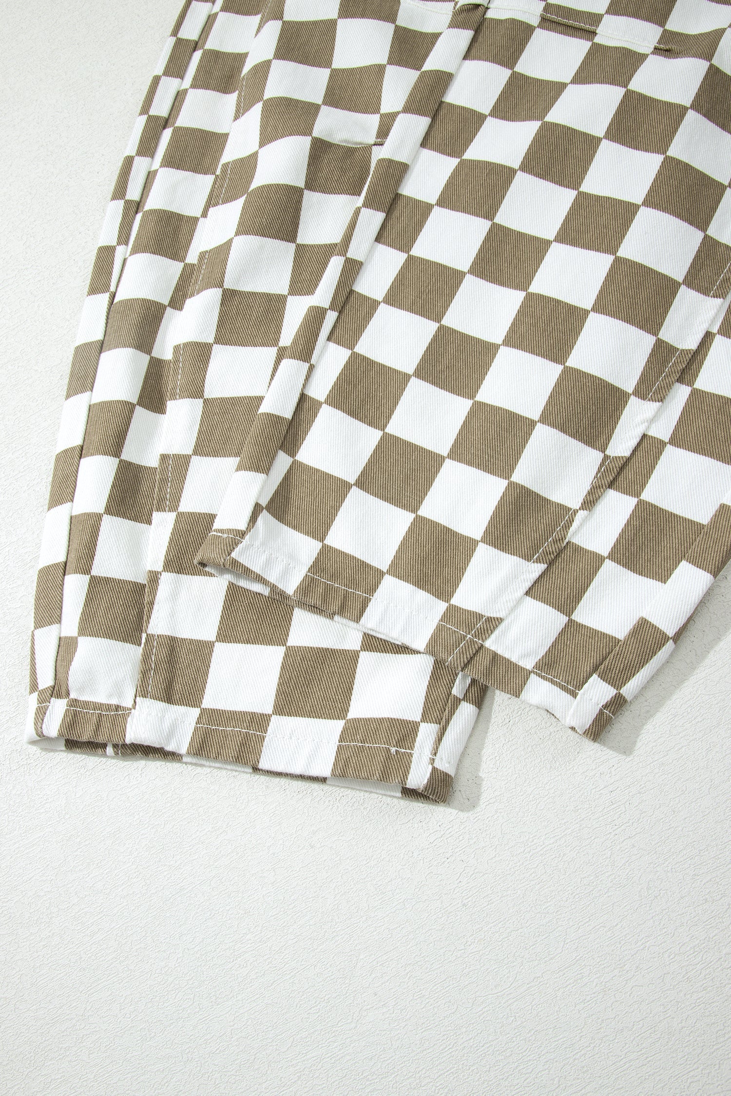 Checker Denim Barrel Leg Pants