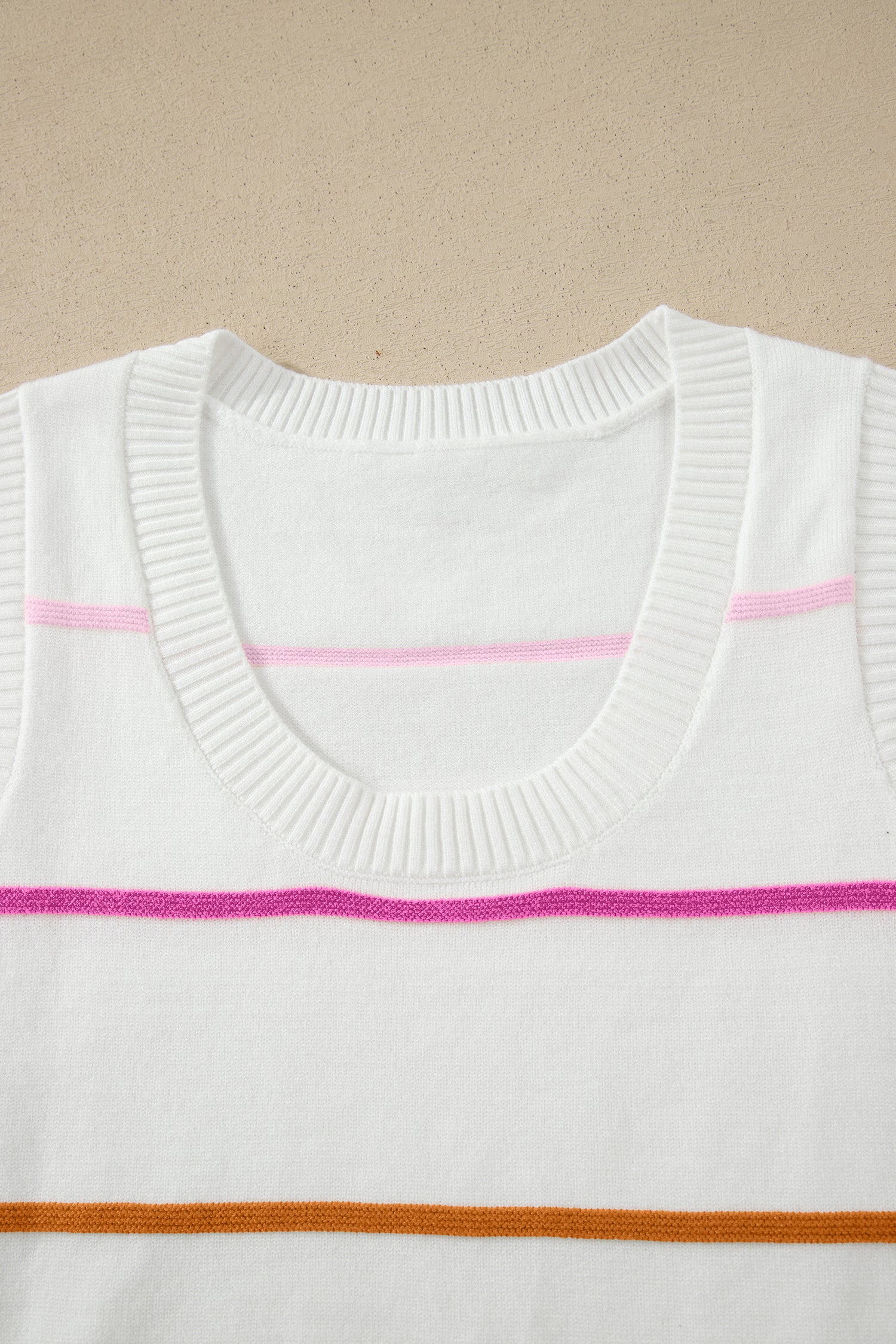 Stripe Round Neck Sleeveless Sweater Tank