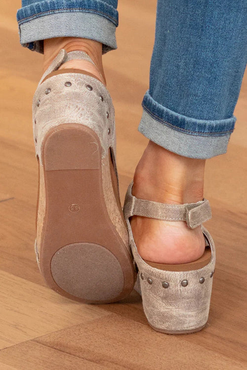 Adhara Stitching Studded Wedge Sandals by Threaded Pear