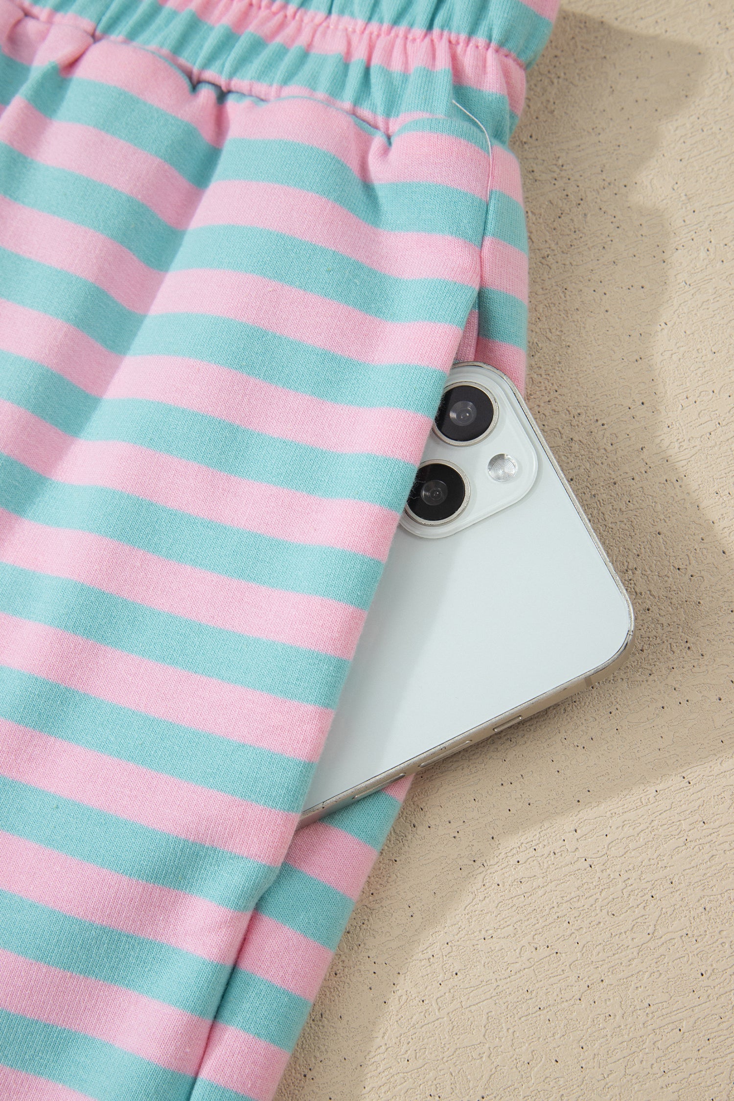 Stripe Colorblock Pullover & Pull-On Shorts Set