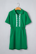 Geometric Patchwork Half-Zip Elastic Waist Dress