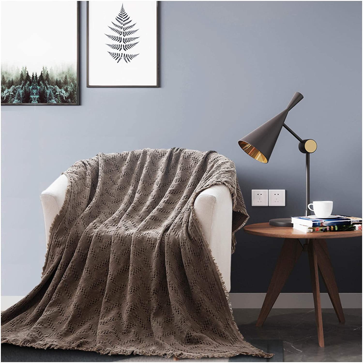 Kasentex 100% Cotton Soft Knitted Throw Blanket, Room Decor, Graduation Gifts, Fathers Day Gift, Mom Gift by Kasentex