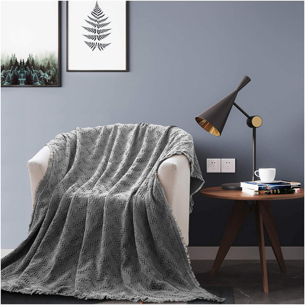 Kasentex 100% Cotton Soft Knitted Throw Blanket, Room Decor, Graduation Gifts, Fathers Day Gift, Mom Gift by Kasentex