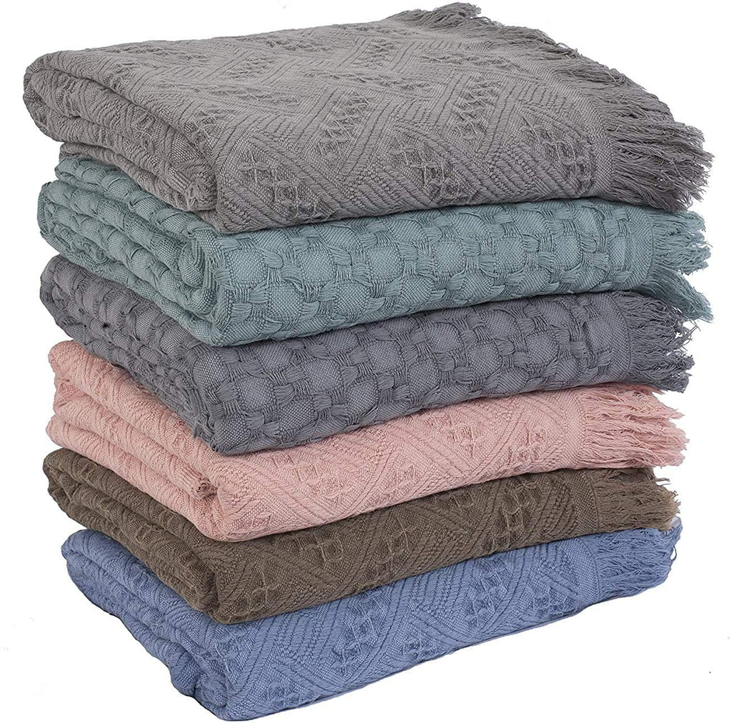 Kasentex 100% Cotton Soft Knitted Throw Blanket, Room Decor, Graduation Gifts, Fathers Day Gift, Mom Gift by Kasentex