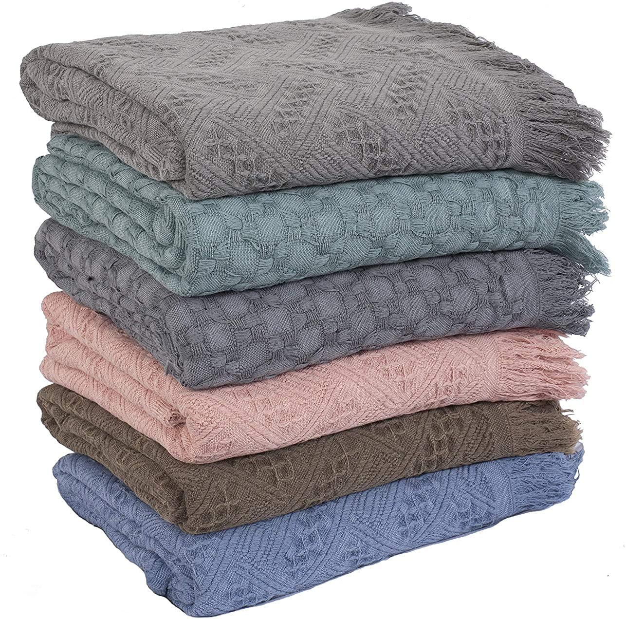 Kasentex 100% Cotton Soft Knitted Throw Blanket, Room Decor, Graduation Gifts, Fathers Day Gift, Mom Gift by Kasentex