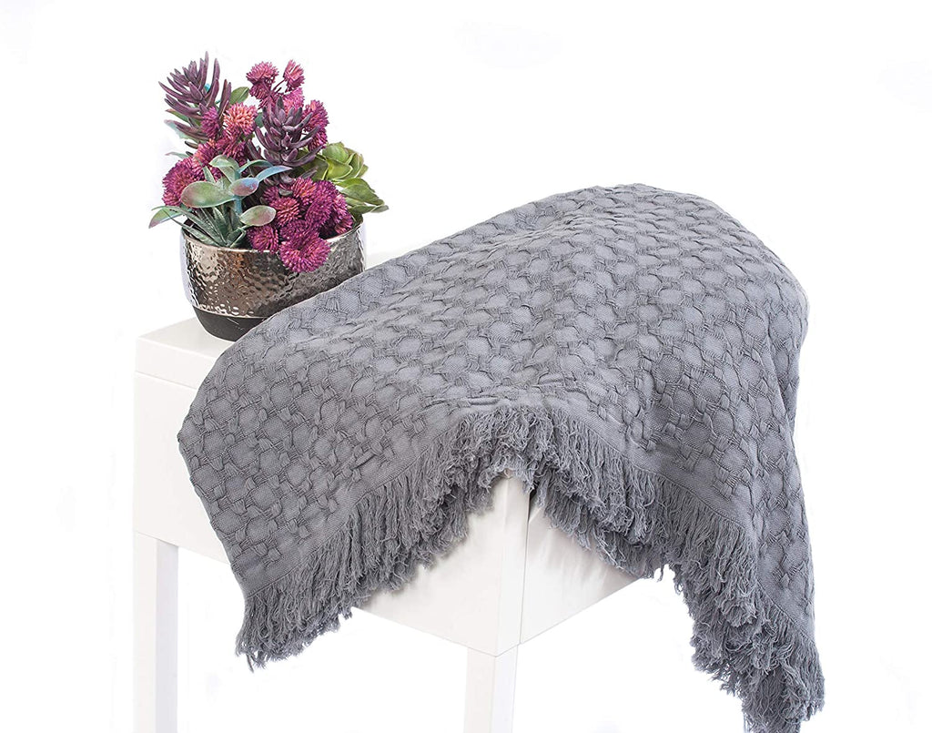 Kasentex 100% Cotton Soft Knitted Throw Blanket, Room Decor, Graduation Gifts, Fathers Day Gift, Mom Gift by Kasentex