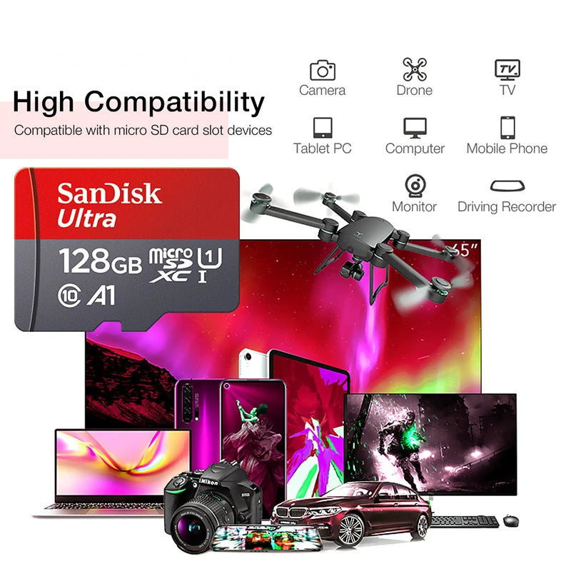 Micro SD Card 64GB Video Monitoring Traffic memory card 128GB 256GB Max 512GB 1TB smartphone DJI drone cardfor car by American Smart