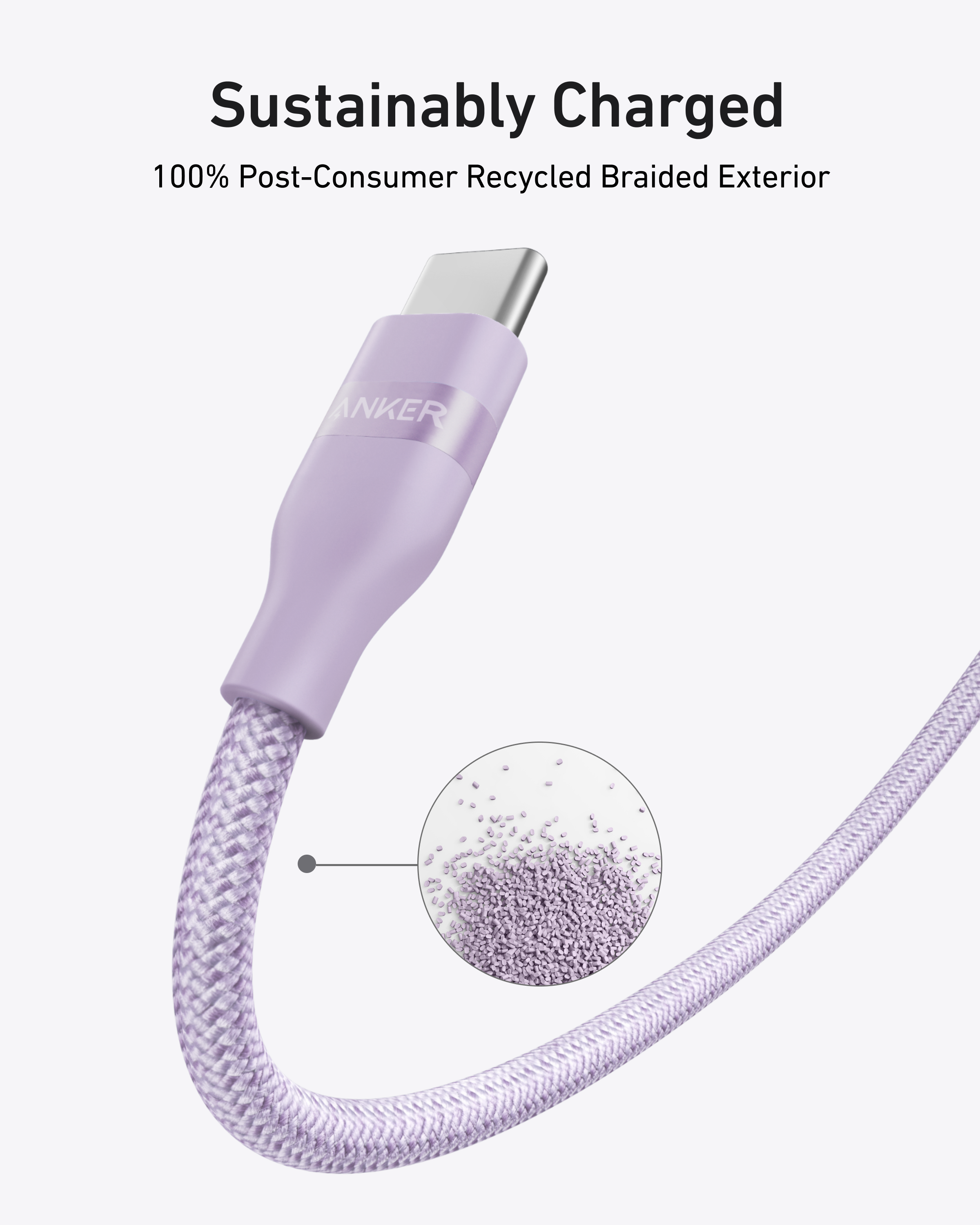 Anker USB-C to USB-C Cable (3 ft / 6 ft, 240W, Upcycled-Braided) by Anker