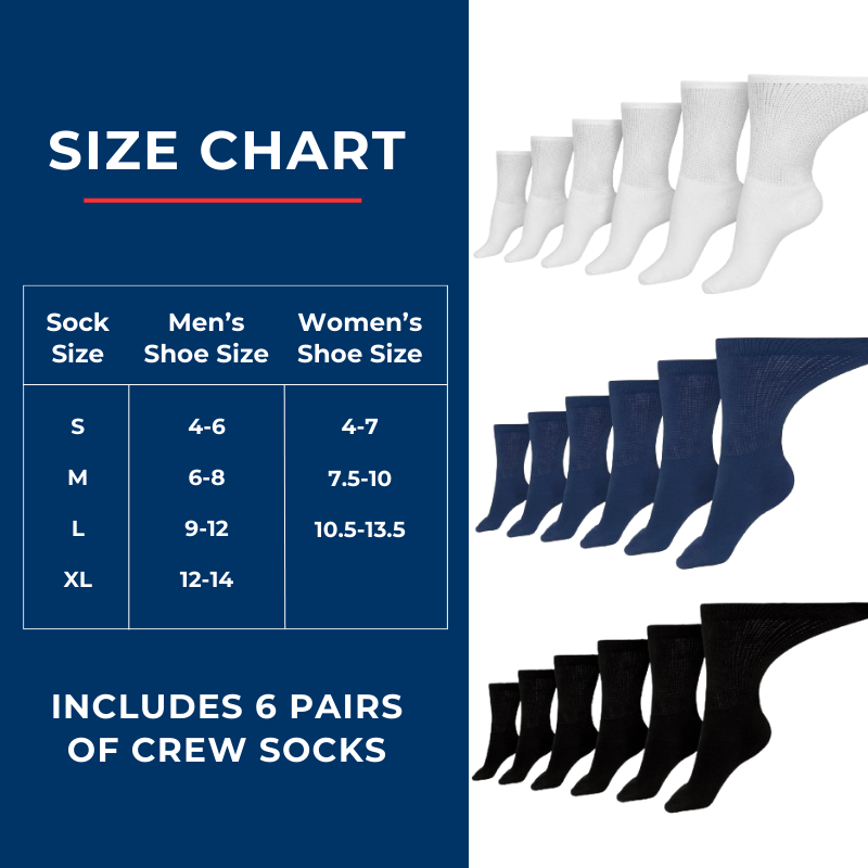 Men's Cotton Diabetic Crew Socks (6 Pair) by DSC