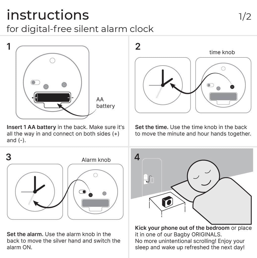 Bagby MINIMALIST - Silent Alarm Clock by Bagby
