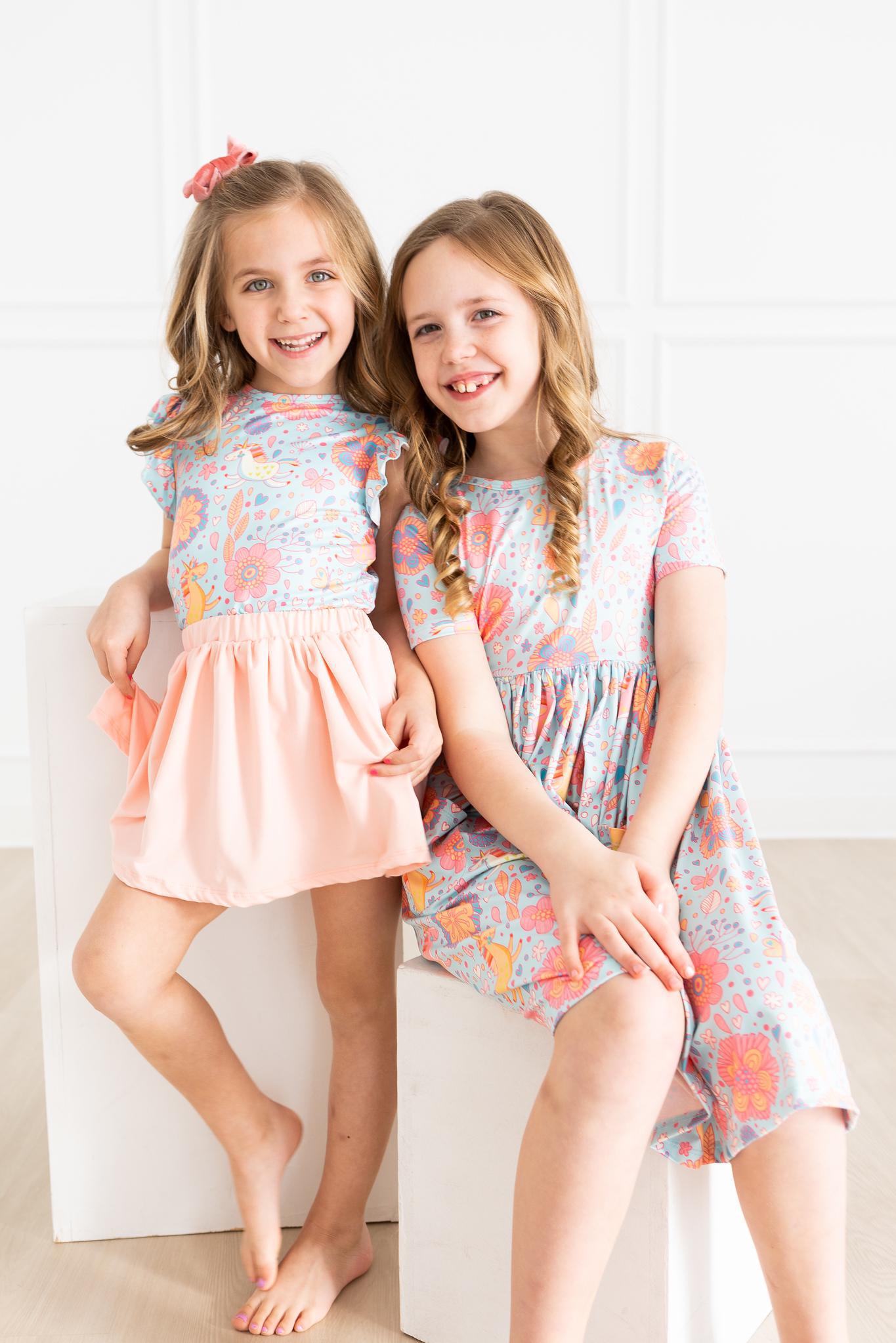 SALE Blue Retro Unicorns S/S Pocket Twirl Dress by Mila & Rose ®