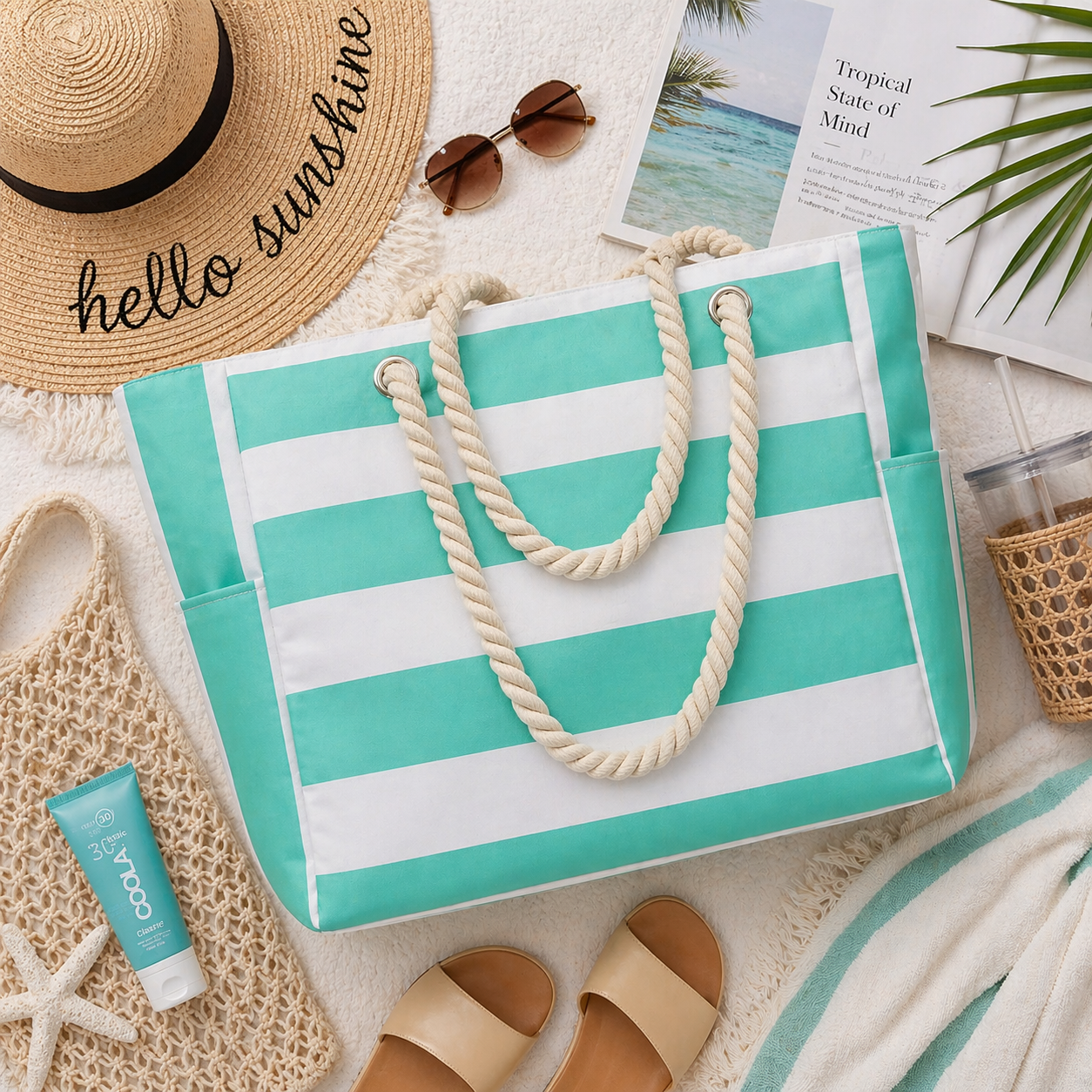 The Dana - Teal Beach Bag by Julia Rose Collection