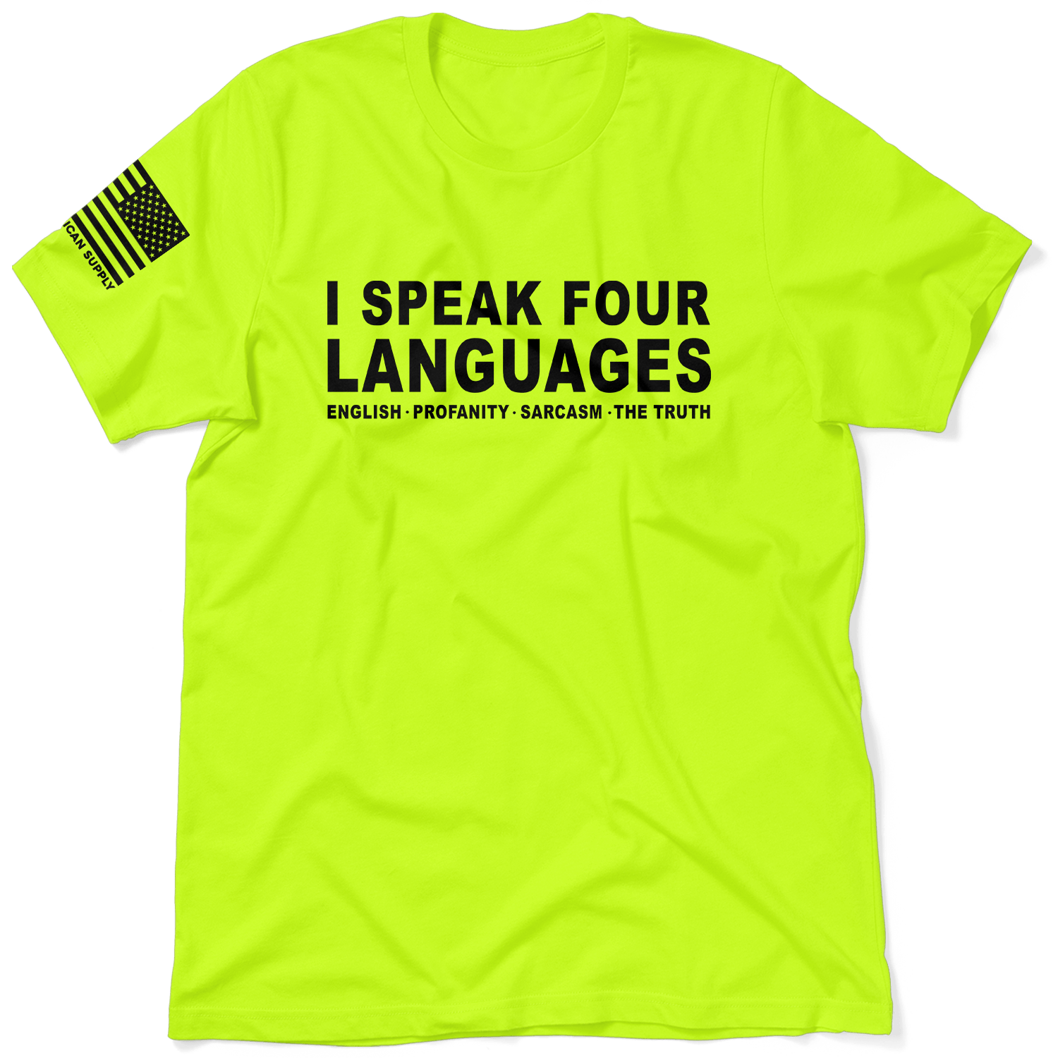 Four Languages - Safety Yellow Hi-Vis T-Shirt by Armed American Supply