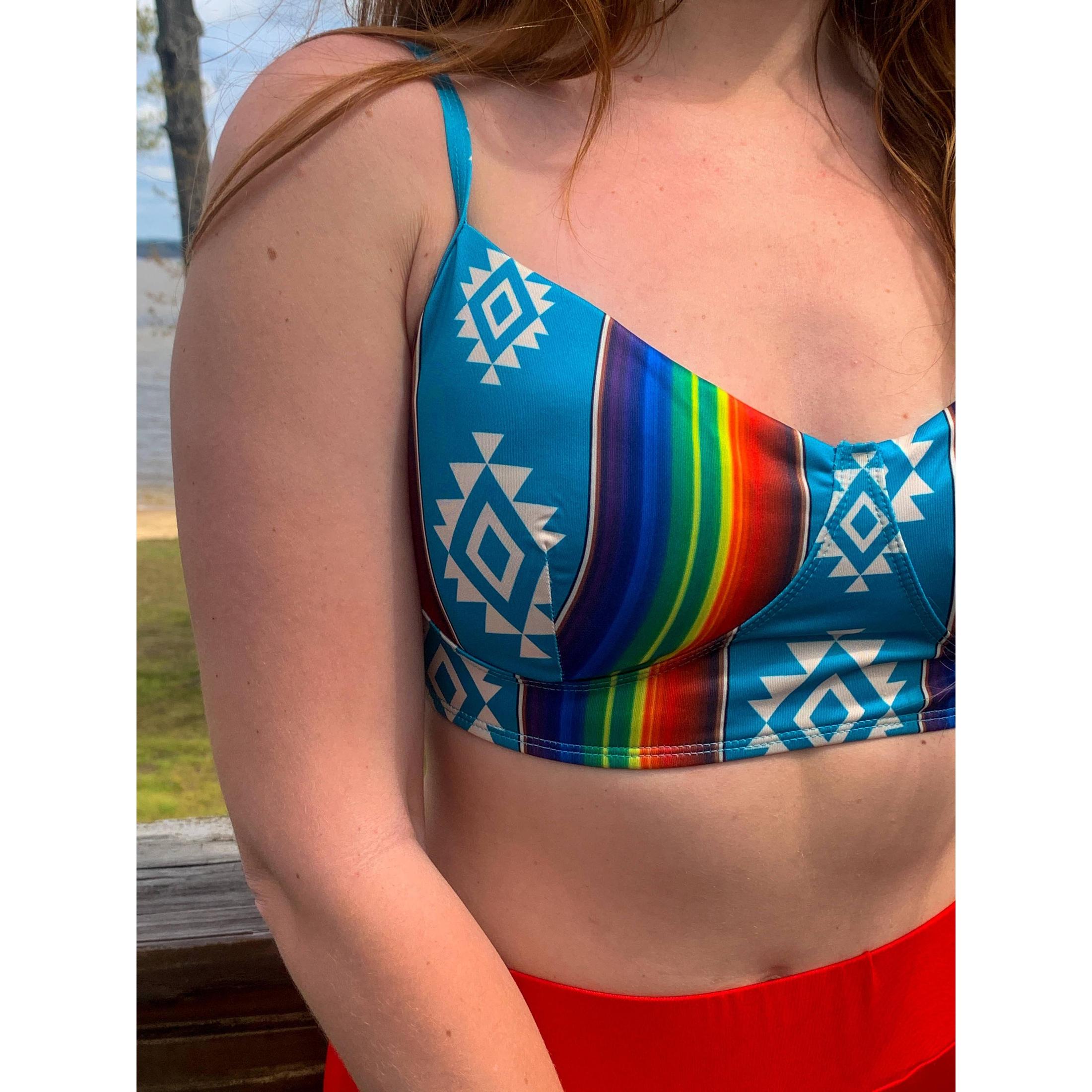 Freeda Spaghetti Strap Bustier Top, Swim, or Athletic Bralette |Serape or Pink Cowgirl [Sizes SM-L] by The Bullish Store