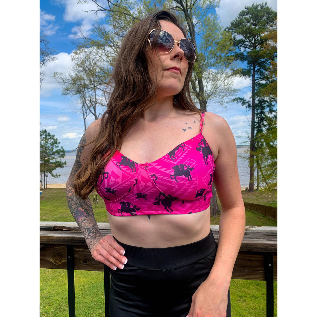 Freeda Spaghetti Strap Bustier Top, Swim, or Athletic Bralette |Serape or Pink Cowgirl [Sizes SM-L] by The Bullish Store