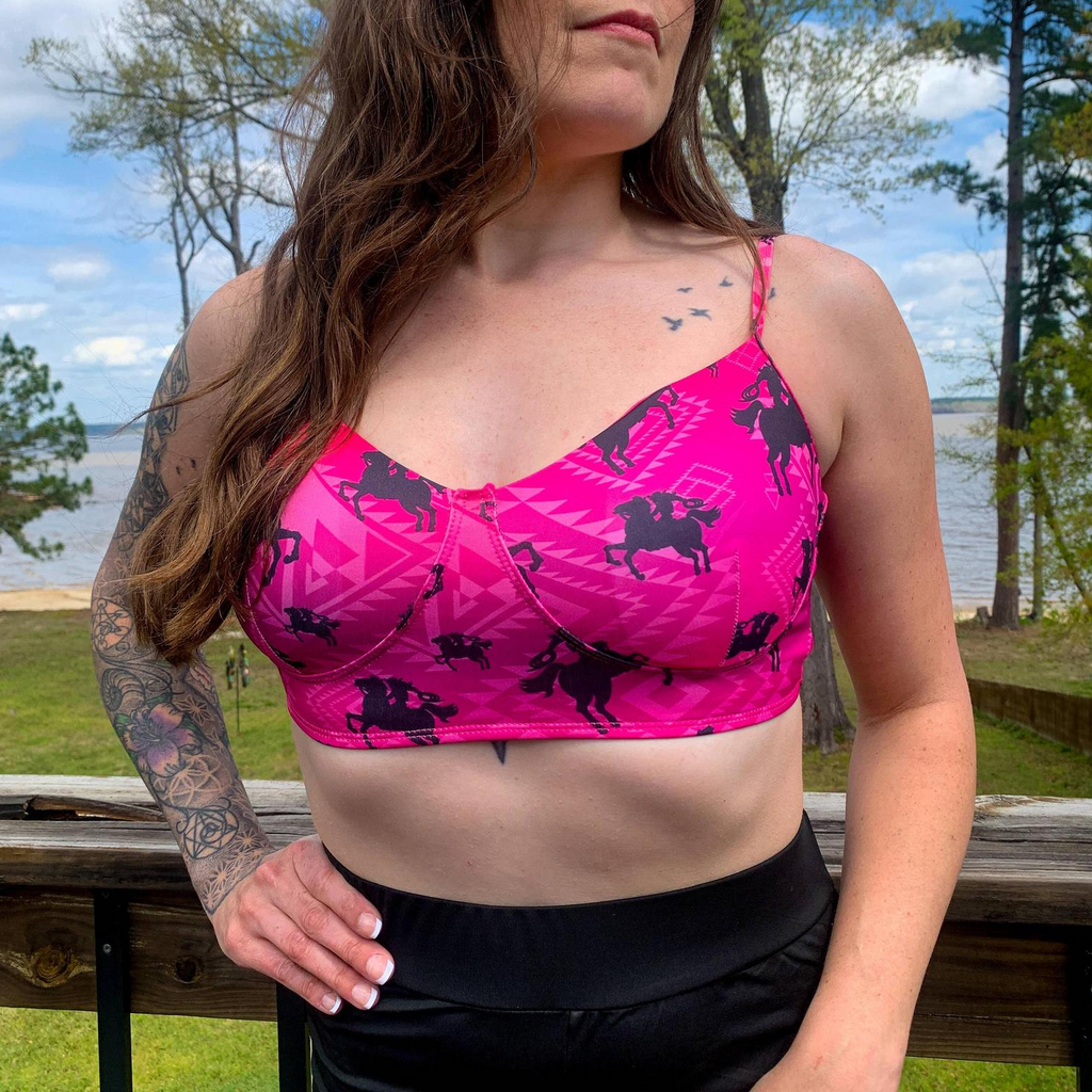 Freeda Spaghetti Strap Bustier Top, Swim, or Athletic Bralette |Serape or Pink Cowgirl [Sizes SM-L] by The Bullish Store