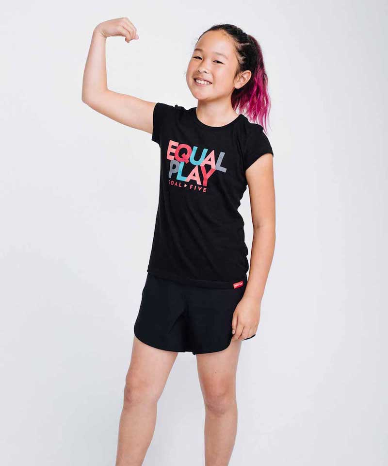 Equal Play Girls' Black T Shirt by Goal Five