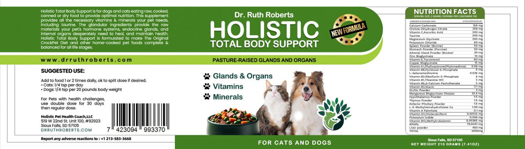 Holistic Total Body Support — Daily Multivitamin & Pasture-Raised Glandular Blend for Dogs & Cats by Dr. Ruth Roberts