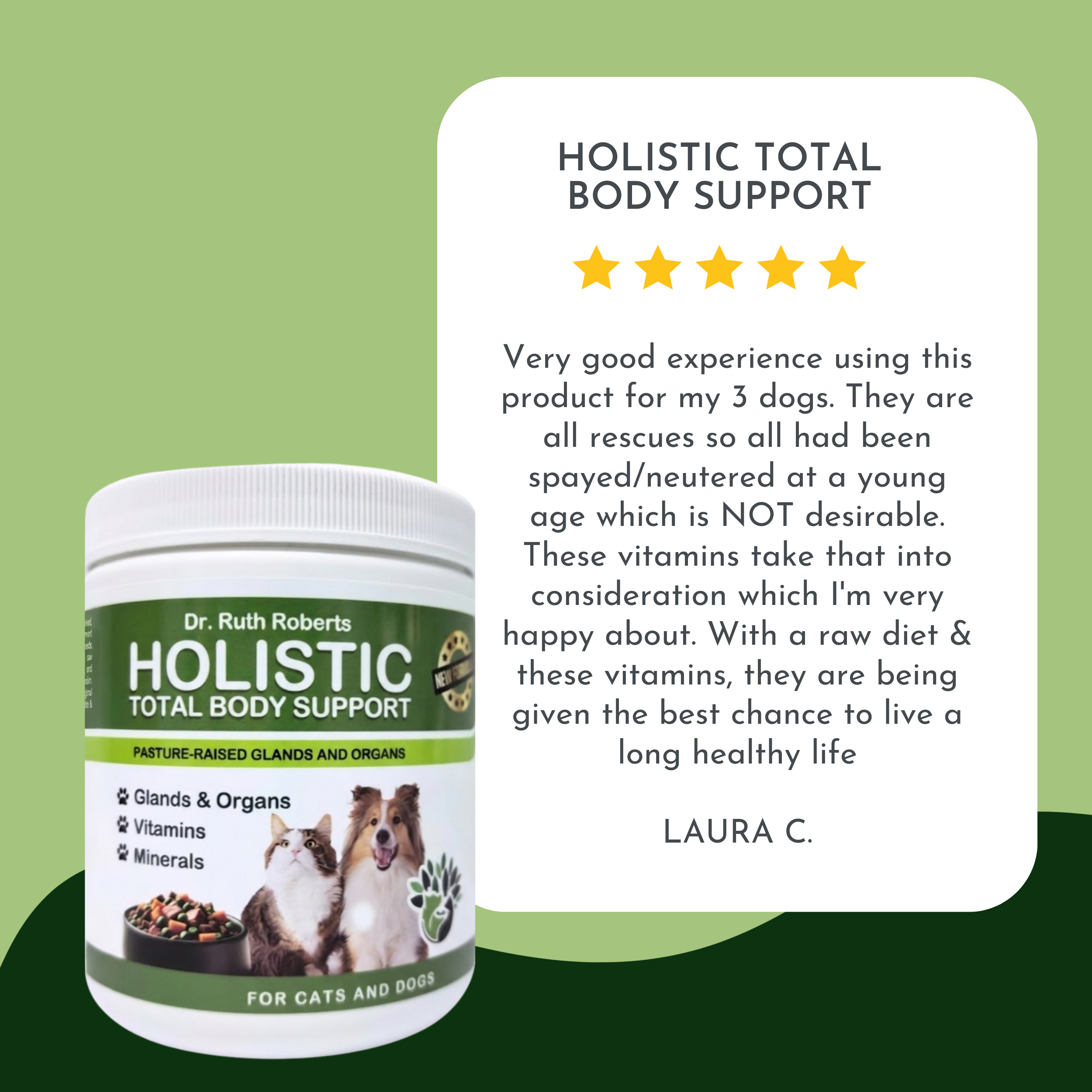 Holistic Total Body Support — Daily Multivitamin & Pasture-Raised Glandular Blend for Dogs & Cats by Dr. Ruth Roberts