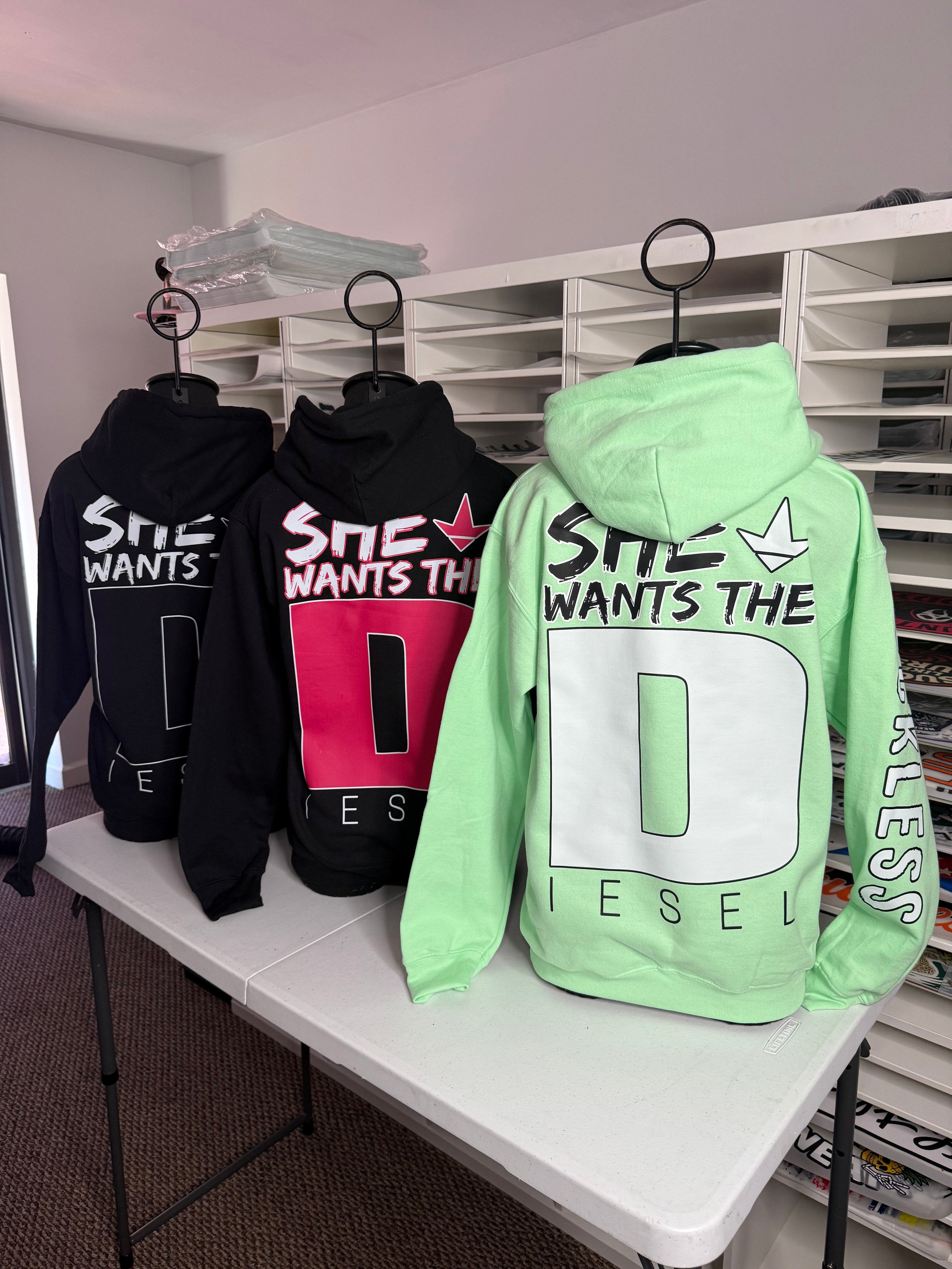 She Wants the Diesel | Funny Men's and Women's Black Country Hoodie by Luckless Outfitters