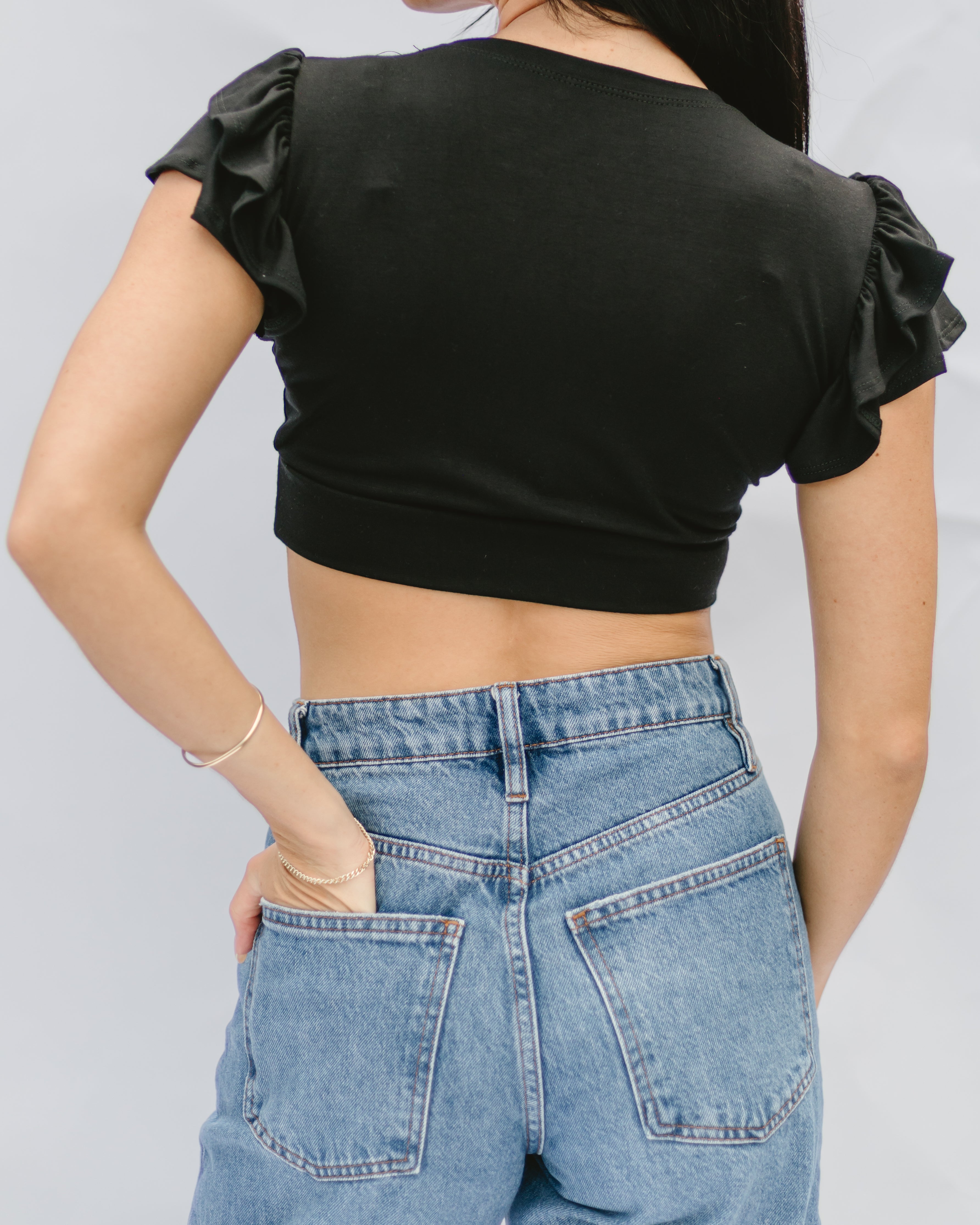 Ruffle Sleeve Halftee by HALFTEE Layering Fashions