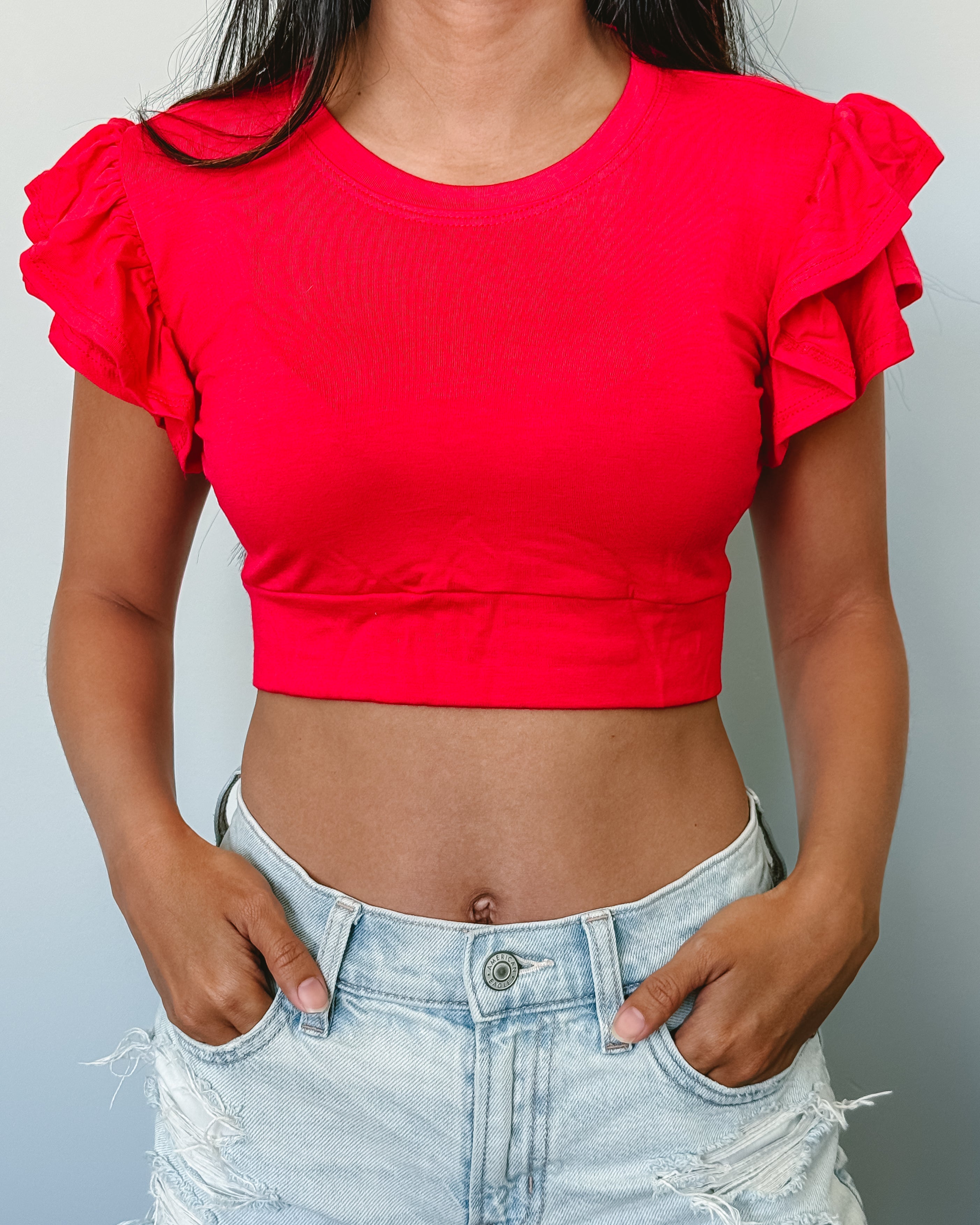 Ruffle Sleeve Halftee by HALFTEE Layering Fashions