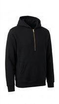 Men's Black 1/4 Zip Hoodie Pullover Sweatshirt Fleece Kangaroo Pocket CLEARANCE by Tinyloverclothing