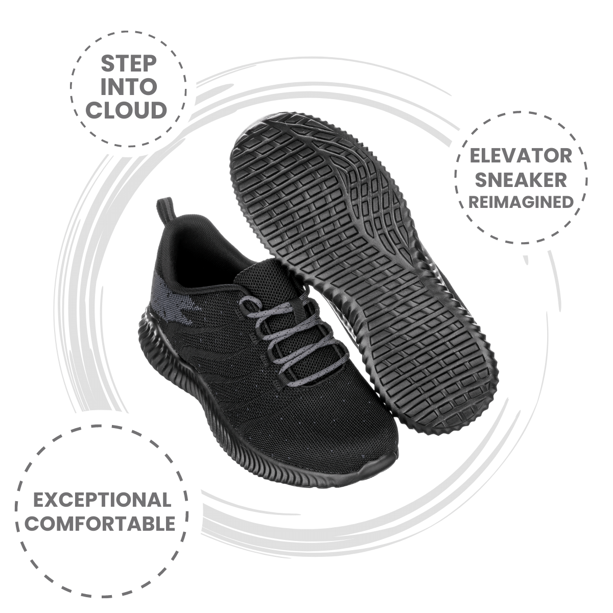 CALTO - Q216 - 2.8 Inches Taller (Black/Grey) - Ultra Lightweight by Tallmenshoes.com