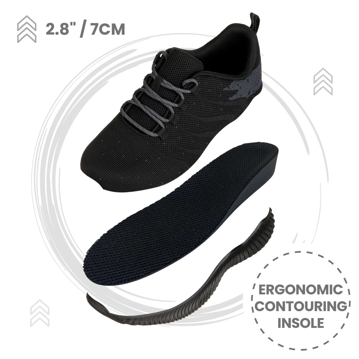CALTO - Q216 - 2.8 Inches Taller (Black/Grey) - Ultra Lightweight by Tallmenshoes.com