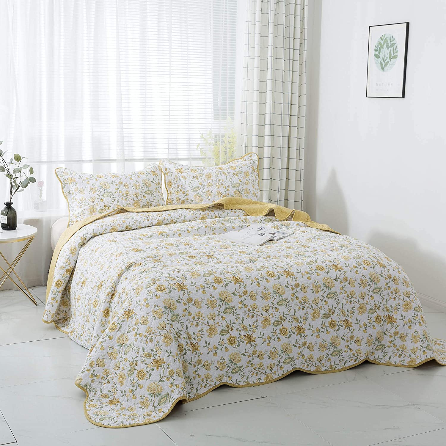 Kasentex 100% Cotton Summer Ultra Soft Floral Design 3 Piece Reversible Bedding Set, Room Decor, Graduation Gifts by Kasentex