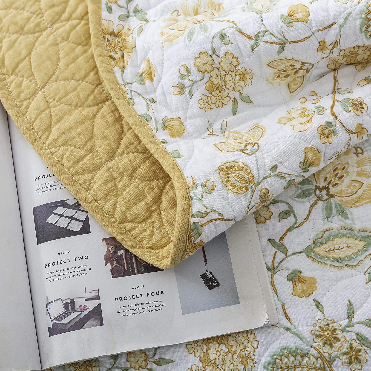Kasentex 100% Cotton Summer Ultra Soft Floral Design 3 Piece Reversible Bedding Set, Room Decor, Graduation Gifts by Kasentex