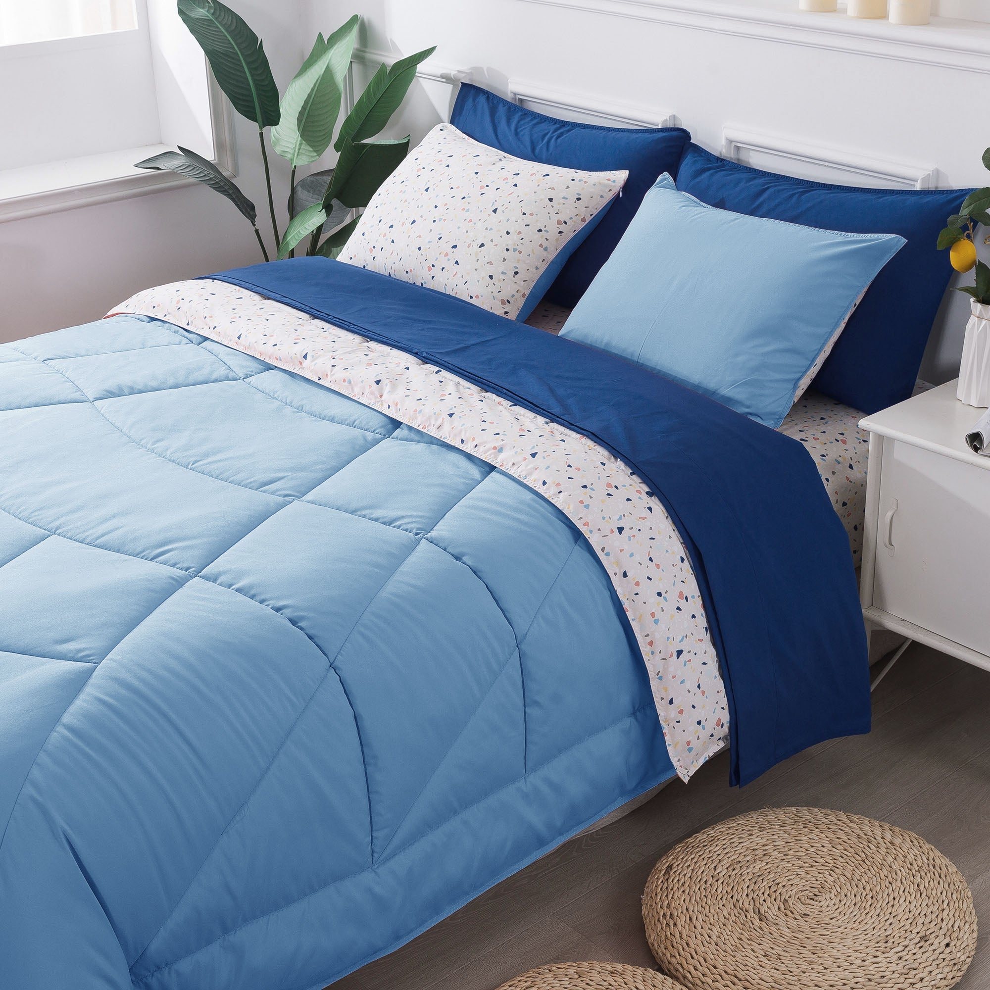 Kasentex Reversible 5 and 7 Piece Ultra Soft Cozy Bed Comforter Sets, Room Decor by Kasentex