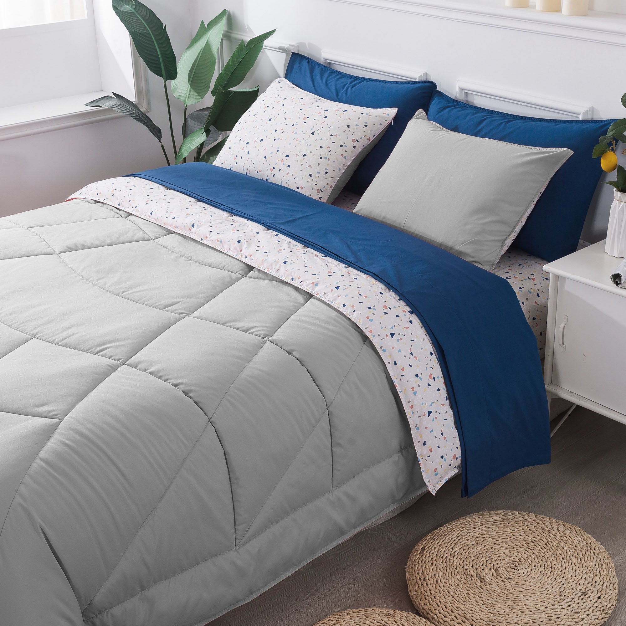 Kasentex Reversible 5 and 7 Piece Ultra Soft Cozy Bed Comforter Sets, Room Decor by Kasentex