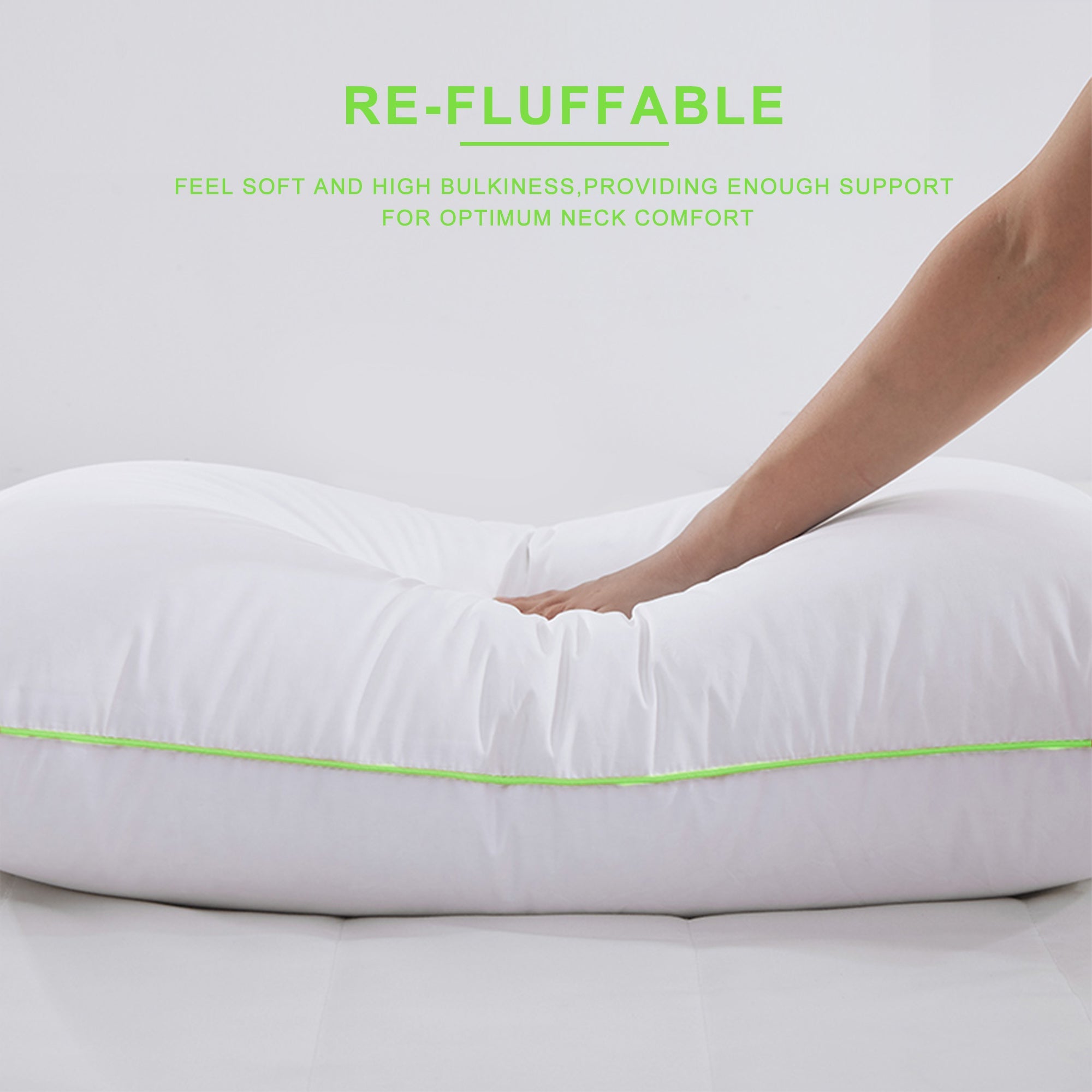 Kasentex Silky Green Piped Edge Goose Down Feather Pillow Set, White by Kasentex