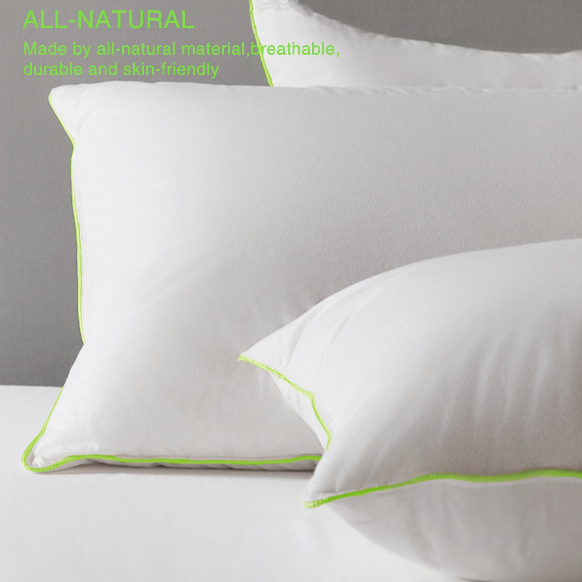 Kasentex Silky Green Piped Edge Goose Down Feather Pillow Set, White by Kasentex
