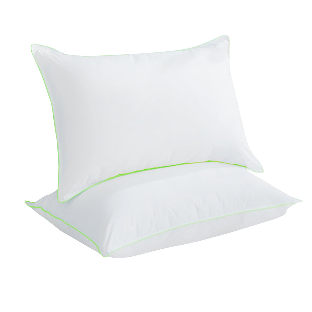 Kasentex Silky Green Piped Edge Goose Down Feather Pillow Set, White by Kasentex