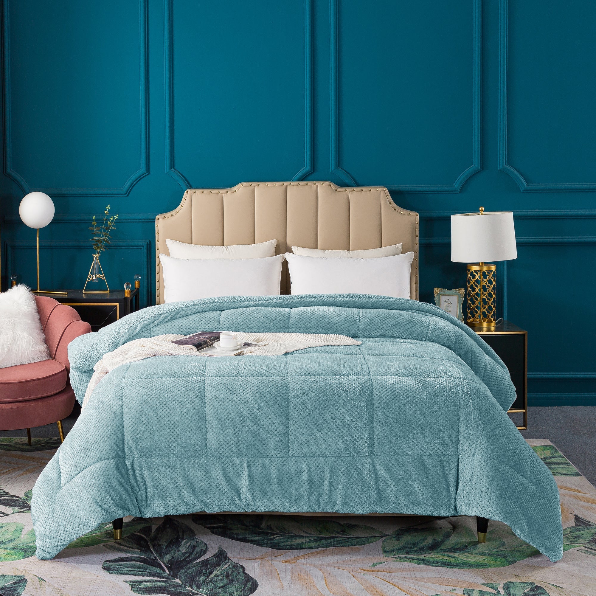 Kasentex Ultra Soft All Season Reversible Plush Sherpa Lined Comforter, Twin, Queen, King by Kasentex