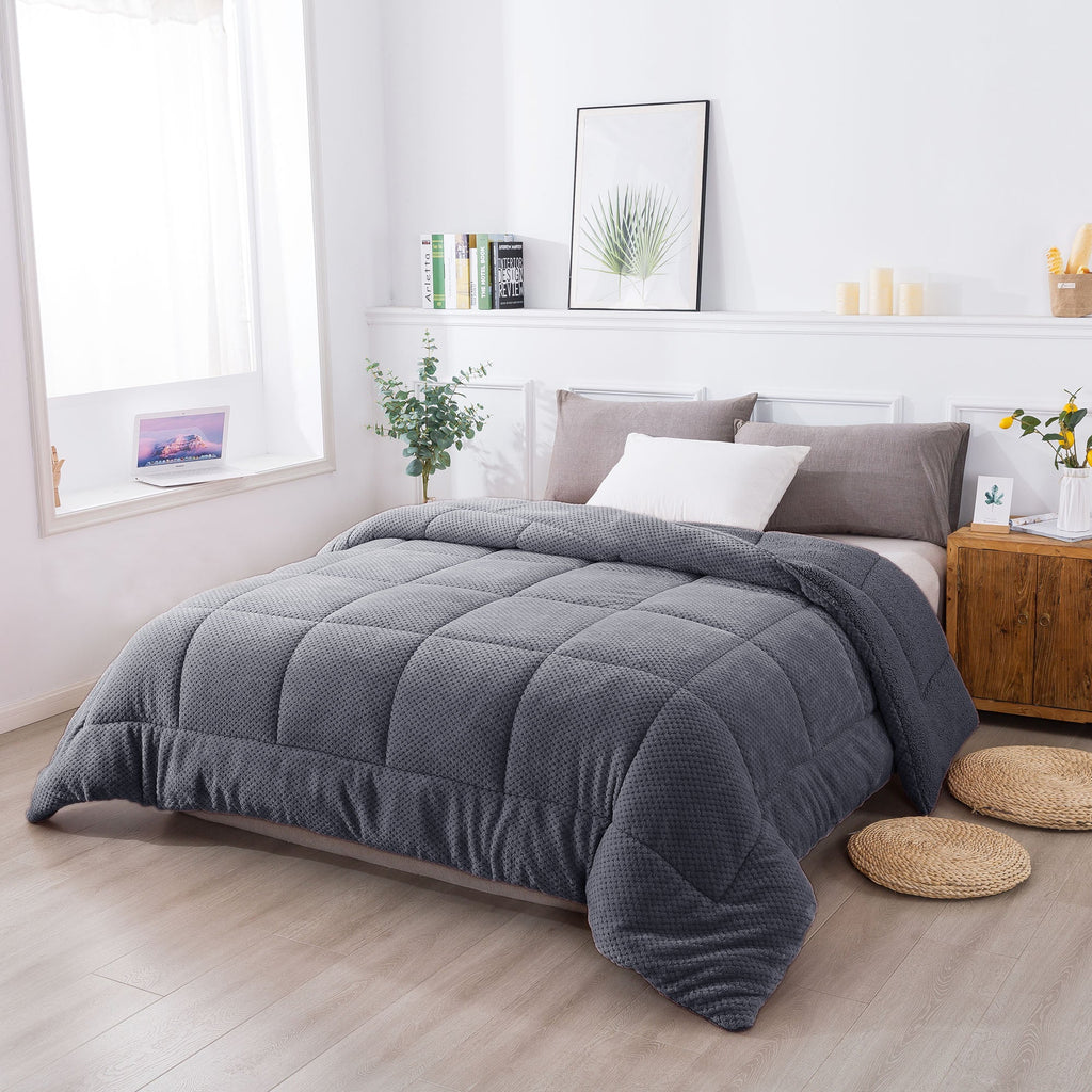 Kasentex Ultra Soft All Season Reversible Plush Sherpa Lined Comforter, Twin, Queen, King by Kasentex