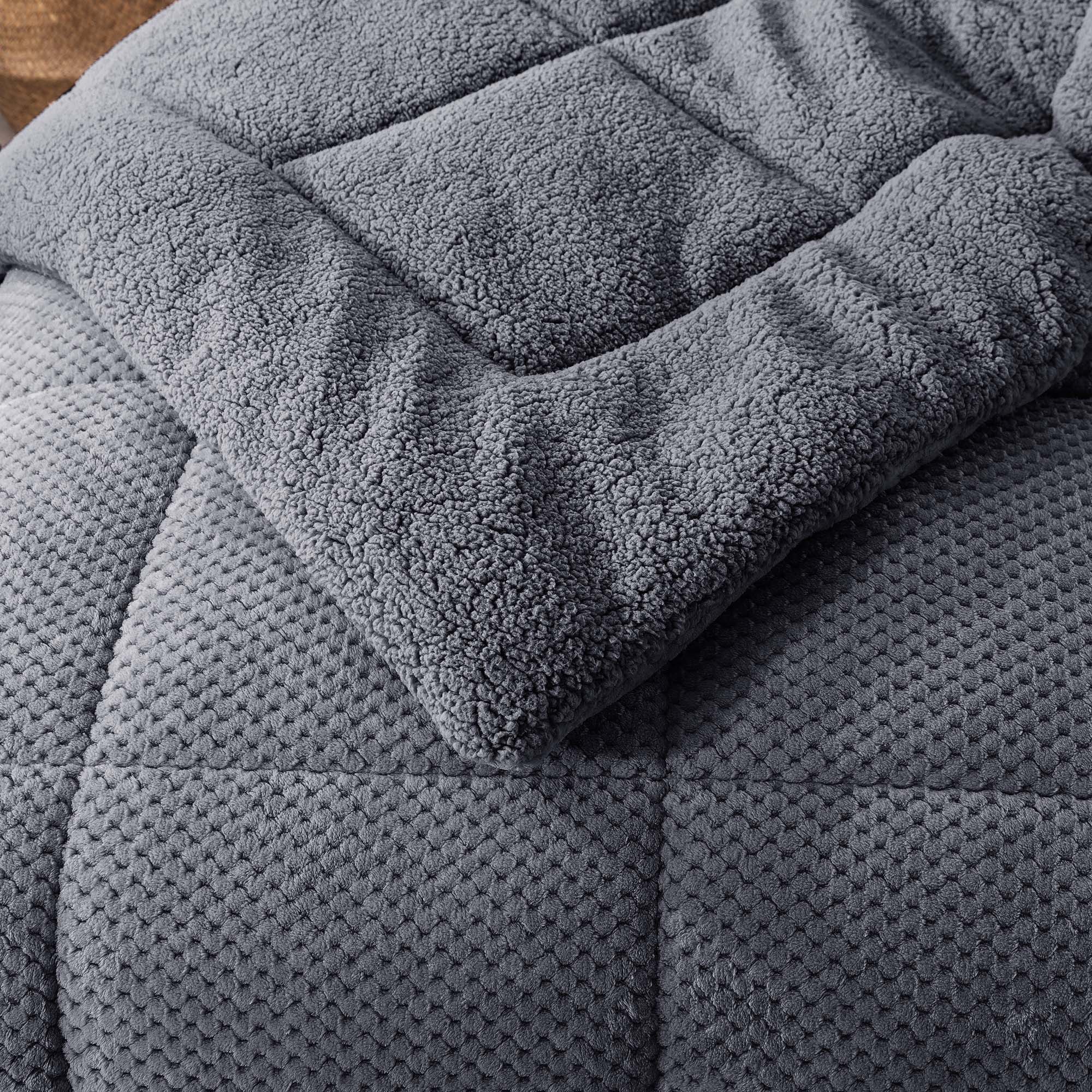 Kasentex Ultra Soft All Season Reversible Plush Sherpa Lined Comforter, Twin, Queen, King by Kasentex