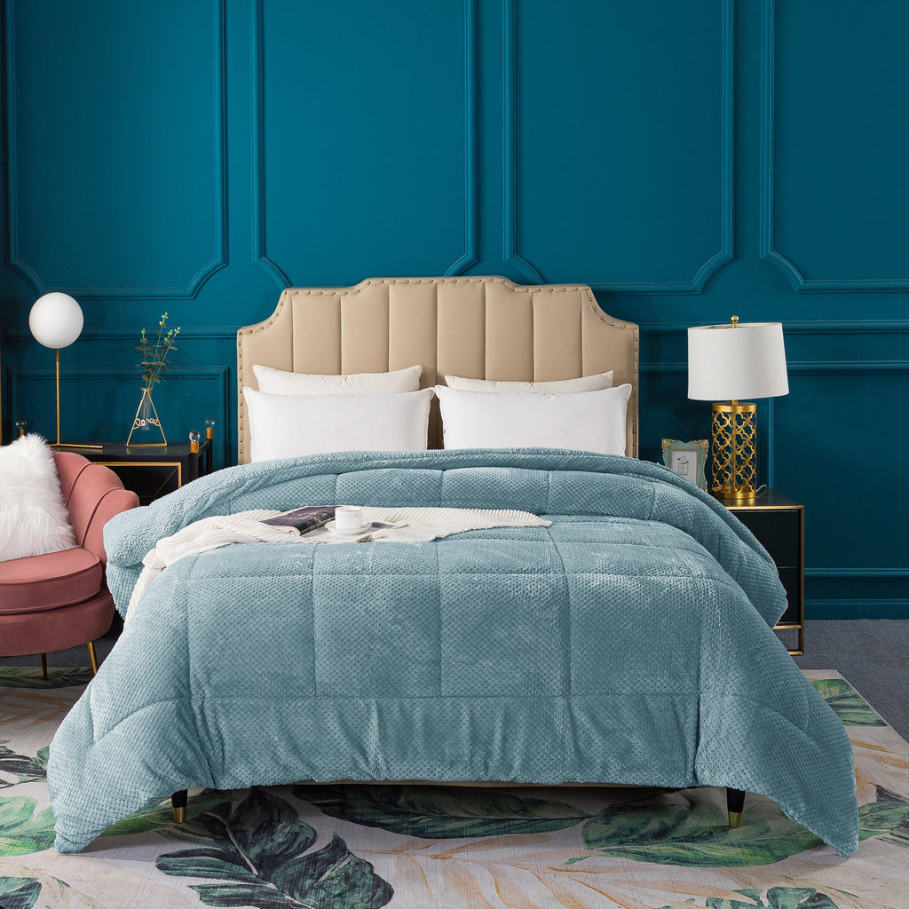 Kasentex Ultra Soft All Season Reversible Plush Sherpa Lined Comforter, Twin, Queen, King by Kasentex