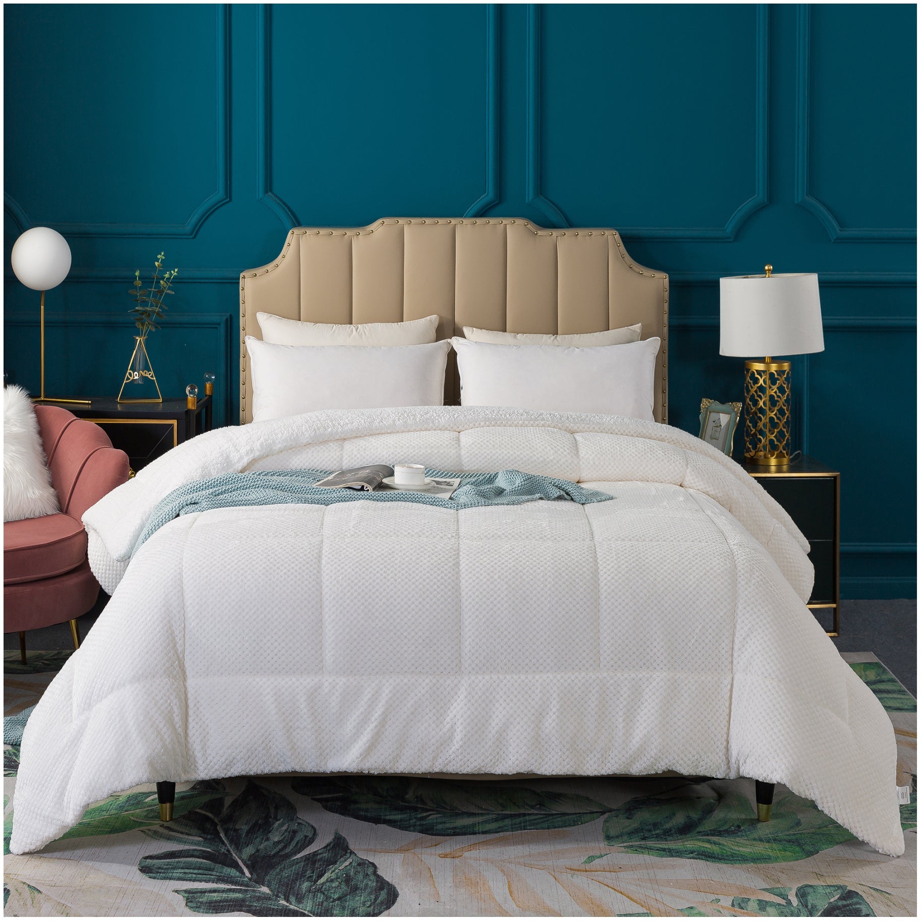 Kasentex Ultra Soft All Season Reversible Plush Sherpa Lined Comforter, Twin, Queen, King by Kasentex