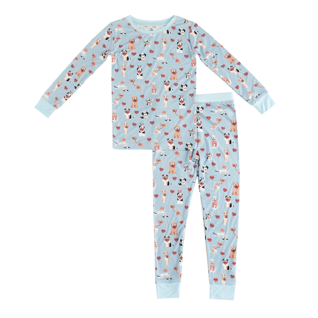 Pups & Kisses (Long Sleeve PJ) - Blue by Dreamlet
