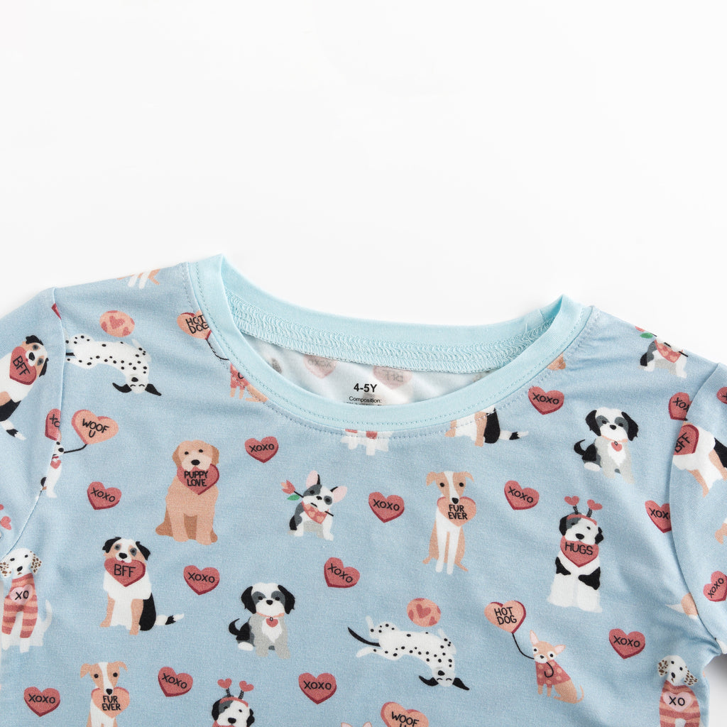 Pups & Kisses (Long Sleeve PJ) - Blue by Dreamlet