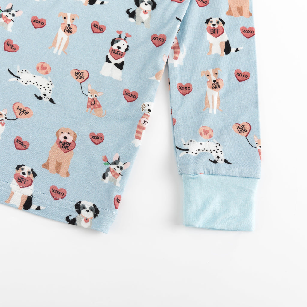 Pups & Kisses (Long Sleeve PJ) - Blue by Dreamlet