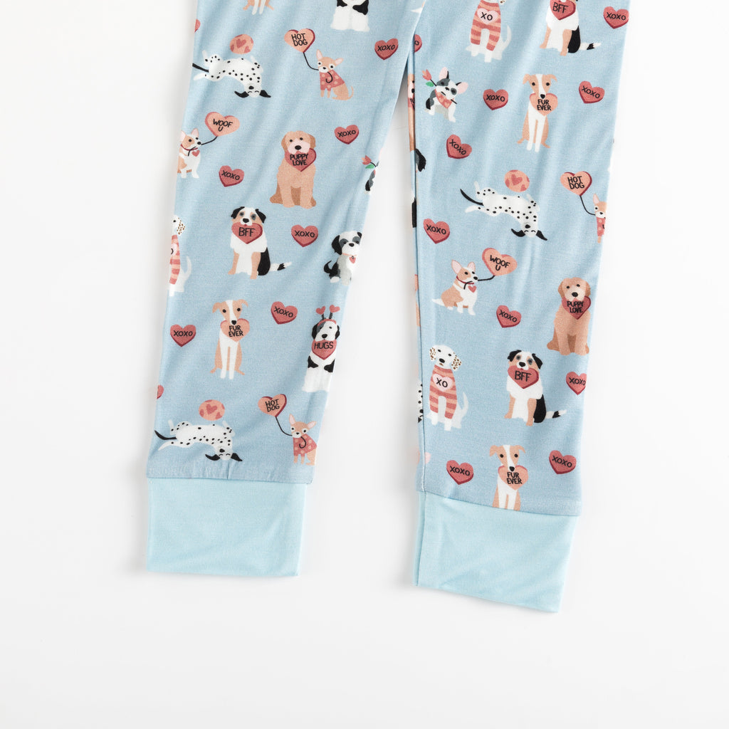 Pups & Kisses (Long Sleeve PJ) - Blue by Dreamlet
