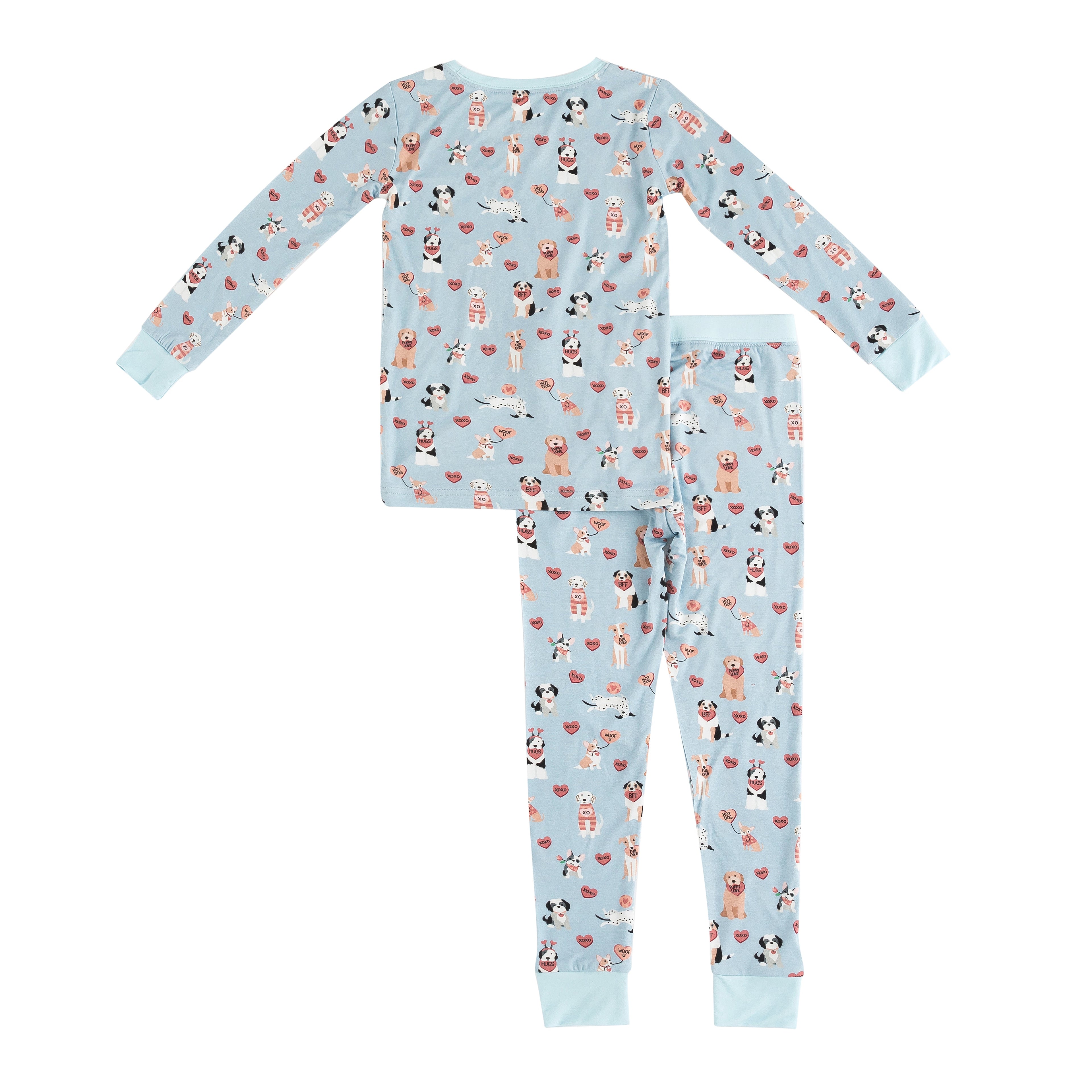 Pups & Kisses (Long Sleeve PJ) - Blue by Dreamlet