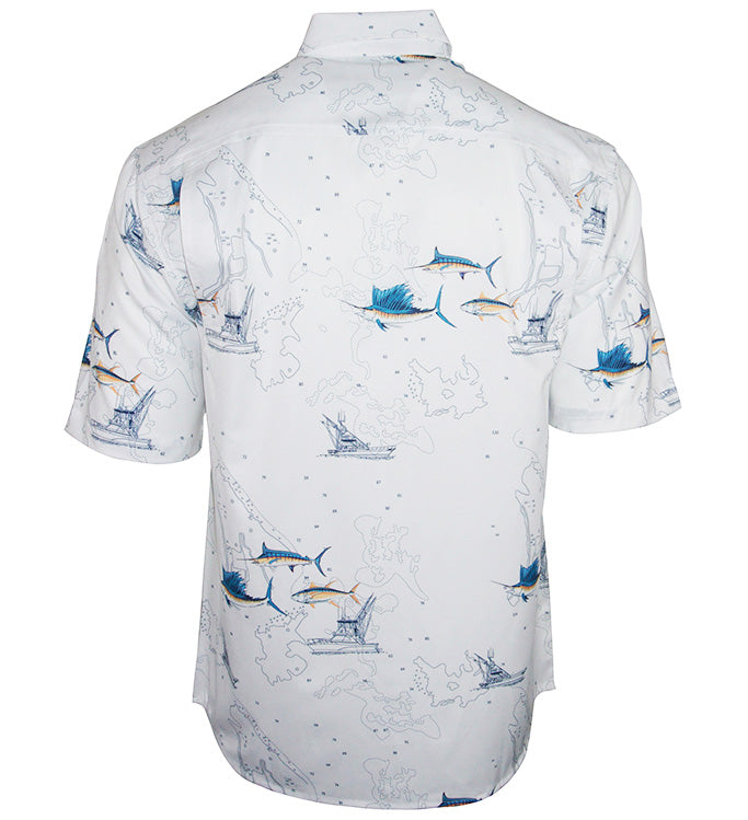 Men's Marine Charts UV Vented Fishing Shirt by Hook & Tackle
