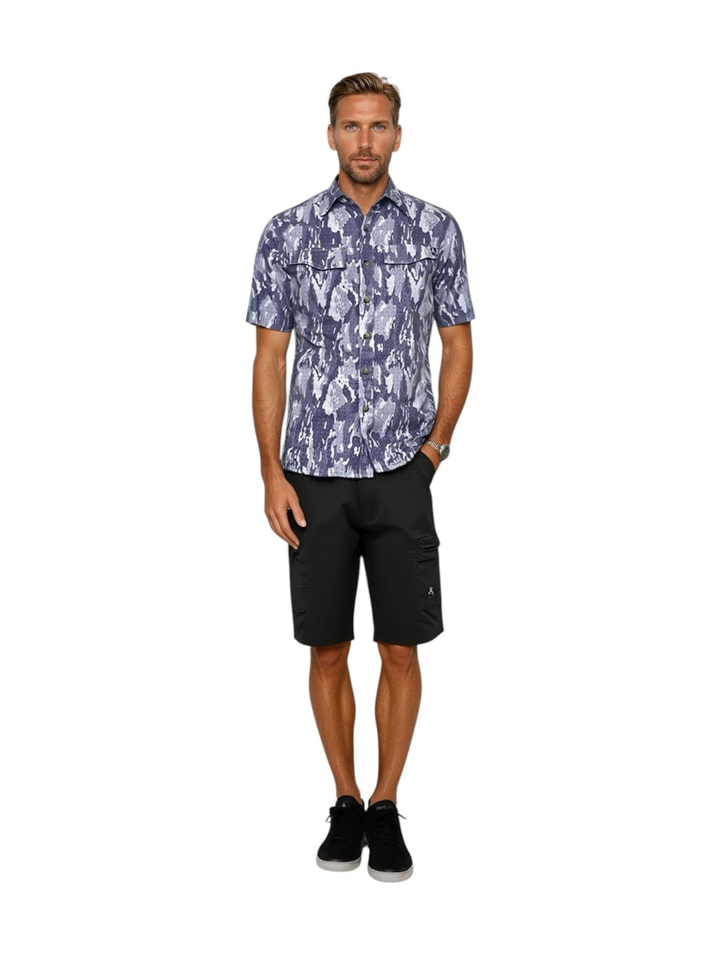 Men's Geo Camo UV Vented Fishing Shirt by Hook & Tackle